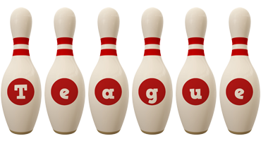 Teague bowling-pin logo