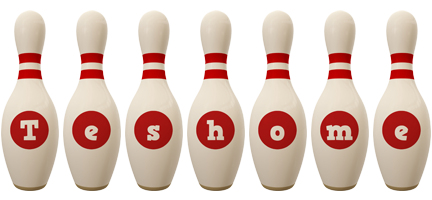 Teshome bowling-pin logo