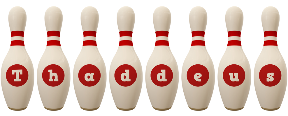 Thaddeus bowling-pin logo