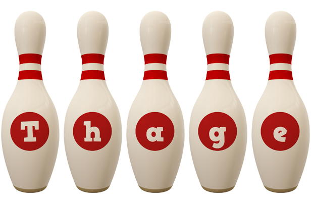 Thage bowling-pin logo