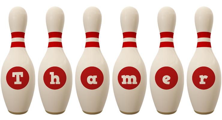 Thamer bowling-pin logo