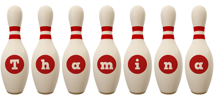 Thamina bowling-pin logo
