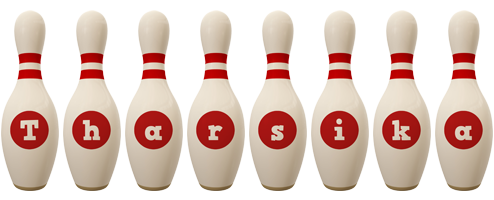 Tharsika bowling-pin logo