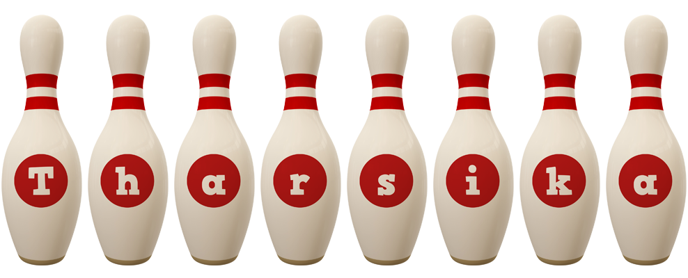 Tharsika bowling-pin logo