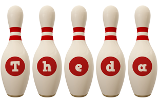 Theda bowling-pin logo