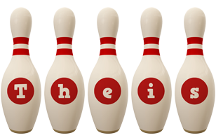 Theis bowling-pin logo