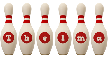 Thelma bowling-pin logo