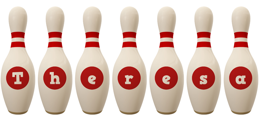 Theresa bowling-pin logo