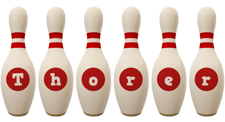 Thorer bowling-pin logo