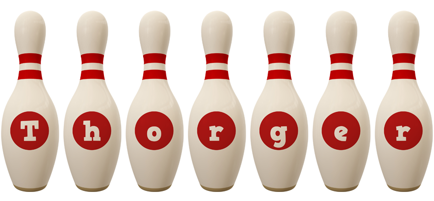 Thorger bowling-pin logo