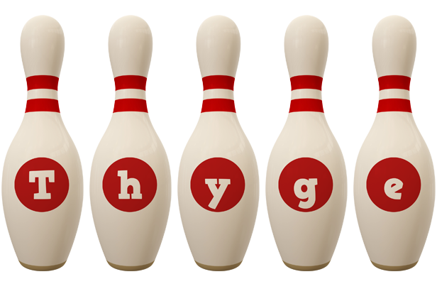 Thyge bowling-pin logo