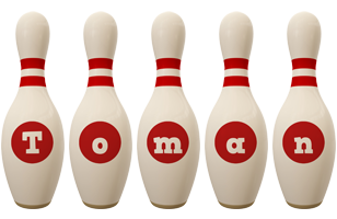 Toman bowling-pin logo