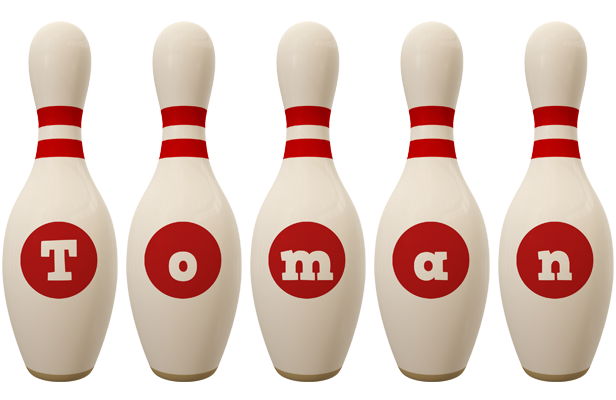 Toman bowling-pin logo