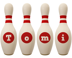 Tomi bowling-pin logo