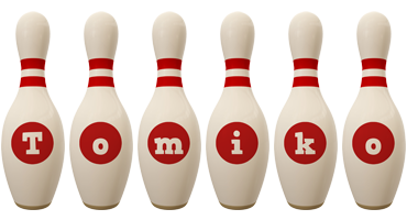 Tomiko bowling-pin logo