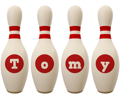 Tomy bowling-pin logo