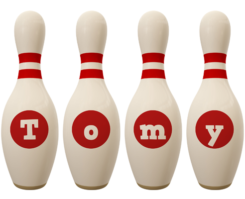 Tomy bowling-pin logo
