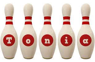 Tonia bowling-pin logo