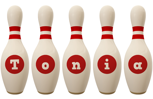 Tonia bowling-pin logo