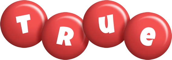 True candy-red logo