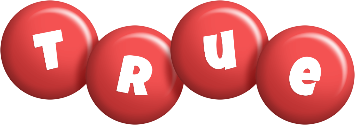True candy-red logo