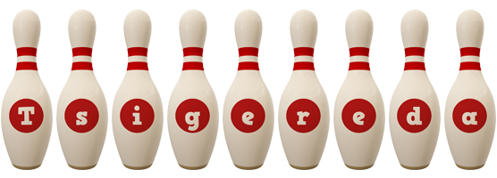 Tsigereda bowling-pin logo