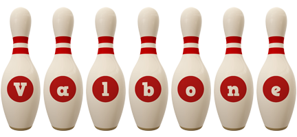 Valbone bowling-pin logo