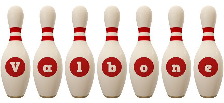 Valbone bowling-pin logo