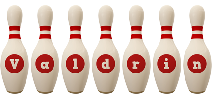 Valdrin bowling-pin logo