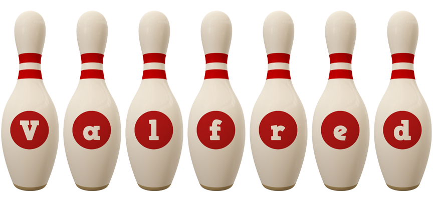 Valfred bowling-pin logo
