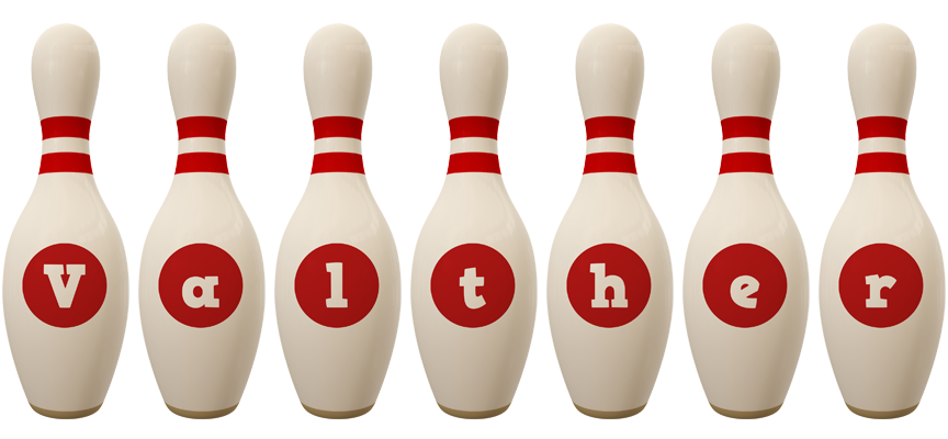 Valther bowling-pin logo