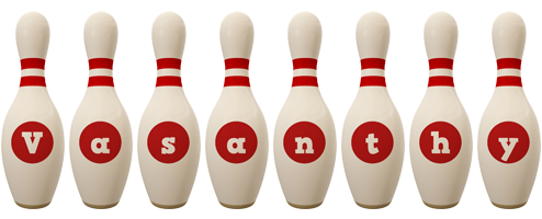 Vasanthy bowling-pin logo