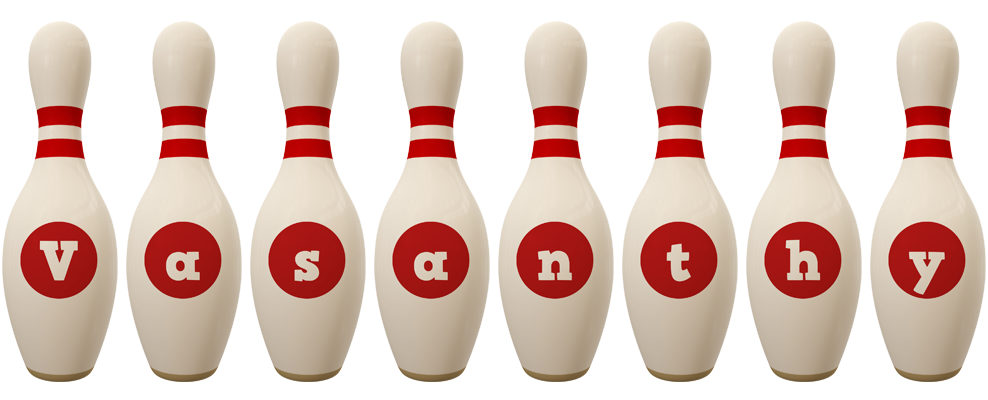 Vasanthy bowling-pin logo