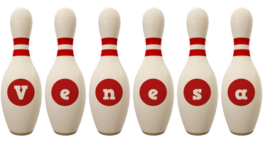 Venesa bowling-pin logo
