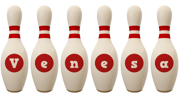 Venesa bowling-pin logo