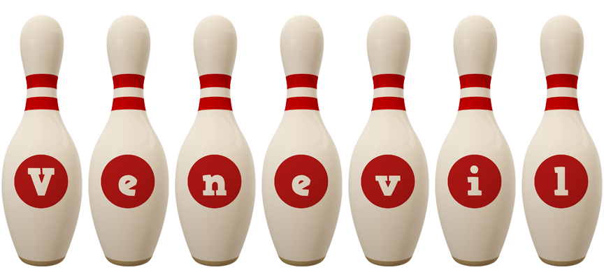 Venevil bowling-pin logo