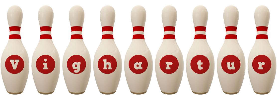 Vighartur bowling-pin logo