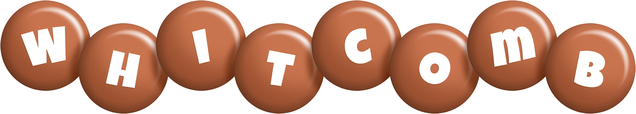 Whitcomb candy-brown logo