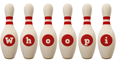 Whoopi bowling-pin logo