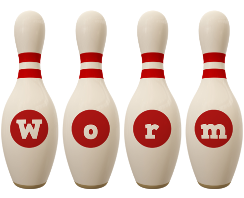 Worm bowling-pin logo