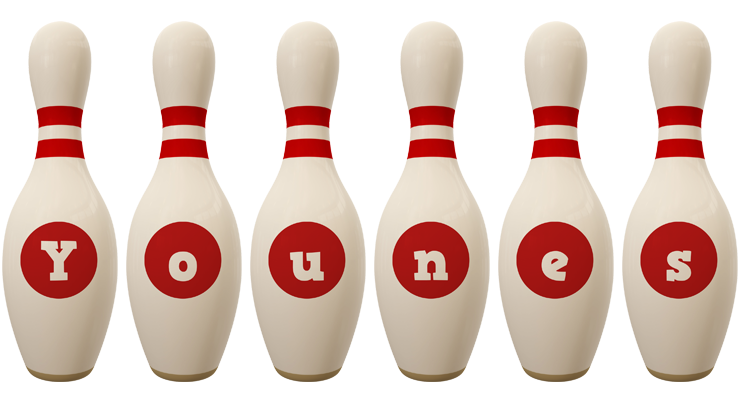 Younes bowling-pin logo