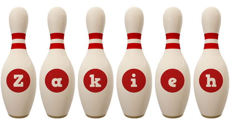 Zakieh bowling-pin logo