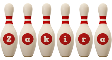 Zakira bowling-pin logo