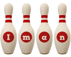 iman bowling-pin logo